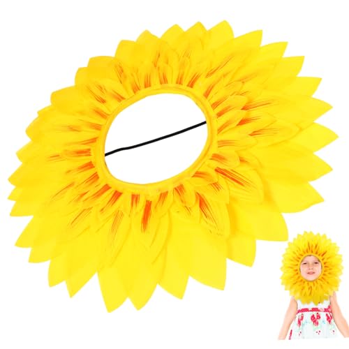 HAWILLOSCH Partyzubehör Sonnenblumenkostüm für Erwachsene Sonnenblumenmütze für Kinder sonnenblumen kopfschmuck Sonnenblumen-Kopfbedeckung hochzeitsdeko Sonnenblumen-Gesichtsabdeckung Yellow von HAWILLOSCH