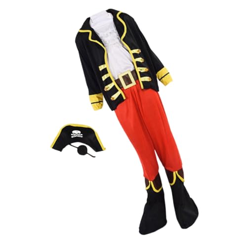 HAWILLOSCH Piratenkostü Für Halloween Cosplay Kostü Für Größe L 125cm 135cm Ideal Für Piratenpartys Und Kindergeburtstage Mit Zubehör Für Authentisches Piraten Feeling von HAWILLOSCH