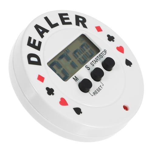 HAWILLOSCH Poker-Timer Gefälligkeiten für den Pokerabend Poker-Dealer-Button mit Timer Poker-Shot-Uhr Countdown-Stoppuhr-Timer digitaler Timer Pokertischhändler elektronische Bauteile Weiß von HAWILLOSCH