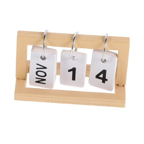 HAWILLOSCH Puppenhaus Kalender Puppenhaus Mini Dekoration Puppenhaus Kalender Dekoration Puppenhaus Dekoration Miniatur Dinge Mini Monats Tischkalender Mini Tisch Monatskalender Beige von HAWILLOSCH