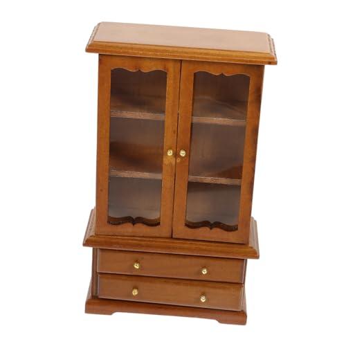 HAWILLOSCH Puppenhausmöbel Miniatur Puppenhaus-Bücherregale Puppenhaus Bücherregal Figur Bausatz Mikroszenendekoration Holz Bücherregal Mini-Holzschrank Minischrank zum Basteln hölzern Brown von HAWILLOSCH