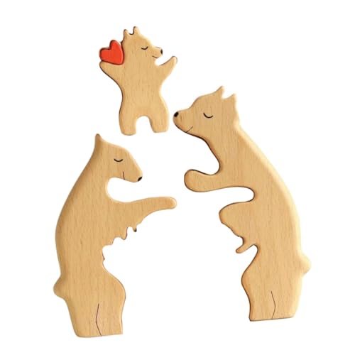 HAWILLOSCH Puzzle- Und Kindbär Spiele Magnetisches Puzzle Bär Dekoration Chinesisches Puzzle Kuscheltier Plüsch Rätsel Bär Figur Heimdekoration Bärenfiguren Planke Kiefernholz Beige von HAWILLOSCH