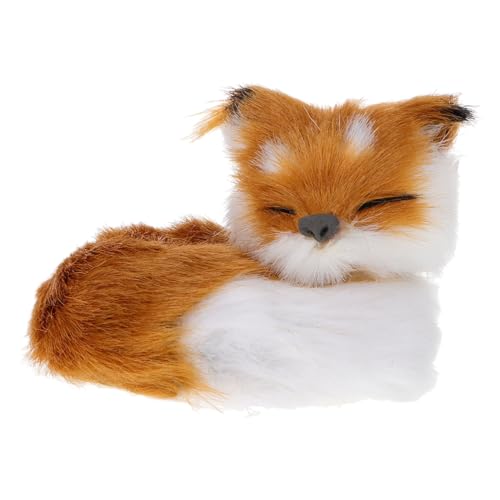 HAWILLOSCH Realistisches Fuchs üschtier üßes Kleines Sitzendes Fuchs Figurine Aus Kunstfell Hellem Dekoratives Tiermodell Für Zuhause Geburtstagsgeschenk Und Sammler von HAWILLOSCH