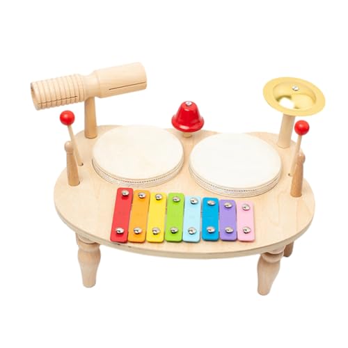 HAWILLOSCH Satz Kindertrommel kinderinstrumente musikinstrumente Musikinstrument Musikinstrument für pädagogische Schlagtrommel Jazz-Schlagzeug Metall Khaki von HAWILLOSCH