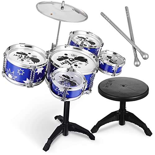 HAWILLOSCH Set Drum Kit Spielzeug Spielzeug Jazz Drum Instrumente Spielzeug Jazz Drum Kit Für Kinder Percussion Musikinstrumente Jazz Drum Kit Für Kunststoff von HAWILLOSCH