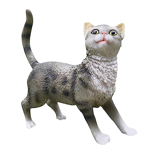 HAWILLOSCH Simulation Haustier Katze Desktop-tierstatuen Lernspielzeug Dekorative Tierskulptur Puzzle-Spielzeug Mini-katzenverzierung Tischdekoration Kinderspielzeug Plastik Dark Grey von HAWILLOSCH