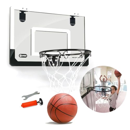 HAWILLOSCH Mini Basketballkorb Set Für Transparentes Indoor Basketballbrett Mit Mini Ball Für Fitness Und Spielspaß Wandmontage Basketballkorb Für Jungen Und ädchen von HAWILLOSCH