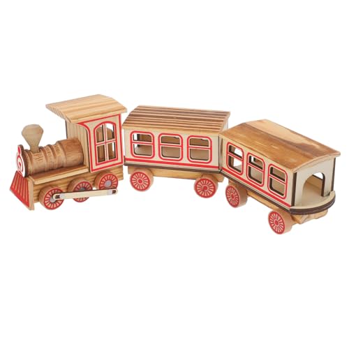 HAWILLOSCH Simulationszugmodell Bauzugmodell Retro-Eisenbahn-bauspielzeug Modell Dampfzug Steampunk-zugstatue Tisch-Zug-dekor Unbemalte Waggons Tischeisenbahn-Dekoration Hölzern Light Brown von HAWILLOSCH