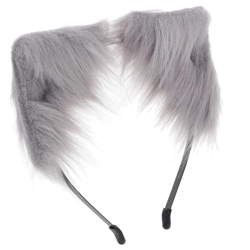 HAWILLOSCH Stirnband Katzenohren Haarreifen Katzenzubehör-Kostüm cat Ears Headband Haarreif mit Katzenohren Schöne Katzenohren Stirnbänder Cartoon-Katzenohr-Haarband Plüsch Grey von HAWILLOSCH