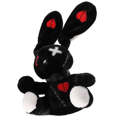 HAWILLOSCH Stofftier für Halloween Halloween-Hasenpuppe Tierkissen Halloween-Gothic-Kaninchen Halloween mitgebsel Halloween oblaten Plüschtiere Hase Halloween-Gothic-Hase PP Baumwolle Black von HAWILLOSCH