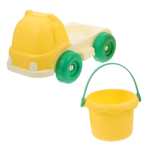 HAWILLOSCH Strand Spielzeugauto Sandauto Spielzeug Spielzeug-Mesh-Strand für Jungen Kinder sandspielzeug Kinder strandspielzeug Sommer Strand Eimer Strand-Truck-Spielzeug weiches Gummi Yellow von HAWILLOSCH