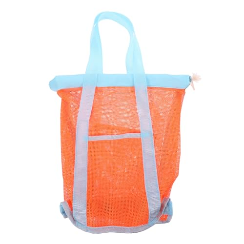 HAWILLOSCH Strandtasche Für Kinder Muscheltasche Aufbewahrungstaschen Für Bälle Strandtasche Mit Kordelzug Sand Mesh-Tasche Rucksack Mit Kordelzug Am Strand Strandtasche Aus Mesh Nylon Orange von HAWILLOSCH