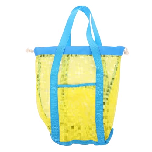 HAWILLOSCH Strandtasche für Kinder sandspielzeugtasche Spielzeug Aufbewahrungstasche Pooltasche Hohle Reisehandtasche Sand Mesh-Tasche Strandtasche aus Mesh tragbare Strandtasche Nylon Yellow von HAWILLOSCH