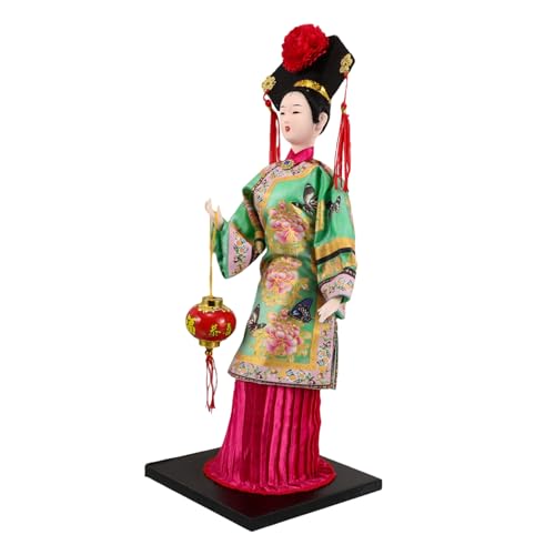 HAWILLOSCH Traditionelle Kleidungpuppen Traditionelle Puppenfigur Handwerk Chinesische Figur Chinesisches Kunsthandwerkskollektible Mondneujahrspuppe Traditionelle Seidenfigur Polyester Green von HAWILLOSCH