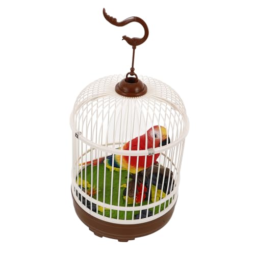 HAWILLOSCH Vogelkäfig-Spielzeug Simulationsvogelspielzeug Mini-vogelkäfig Zwitschernder Vogel in Einem Käfig Kleines Vogelmodell Elektrischer Vogel Im Käfig Kleine Vogelkäfige Rot Plastik von HAWILLOSCH