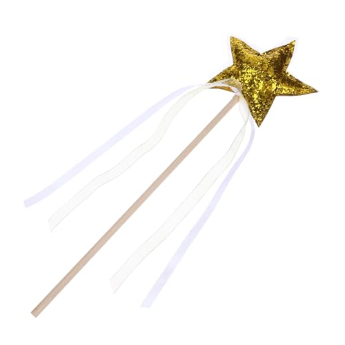 HAWILLOSCH Zauberstab seidenband Ribbon dekoäste bescherung The Gabe geschebke The Bühnenstütze Sternenfee-Sticks tragbare Feenstäbe Zauberstäbe Cosplay-Gefälligkeiten-Stick Stoff Golden von HAWILLOSCH