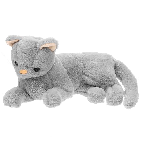 HAWILLOSCH realistischer Katzenplüsch Grauer Katzenplüsch realistische Katze Plüschtiere gefülltes Kätzchen Plüsch Animal Figures Animal-Design Kuscheltier Kätzchen Kuscheltier Katze Grey von HAWILLOSCH