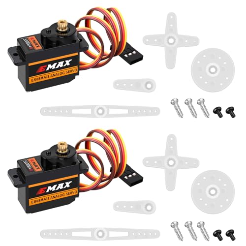 Hawk’S Work Mikro-Servo 9g, Metall-Getriebemotor-Bausatz für Roboterarm RC-Flugzeug Hubschrauber Auto Boot, STEM & Raspberry Pi Projekt (Emax ES08MA II) (2 Pcs) von HAWK'S WORK