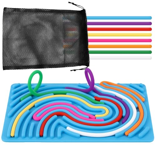 HAYGEM Sensorik Activity Board Doppelseitiges, Push Peel Sensory Board Kinderspielbrett, Tragbares Activity Board, mit Tragetasche und 10 Silikonstäben, Geeignet für Kinder ab 3 Jahren von HAYGEM