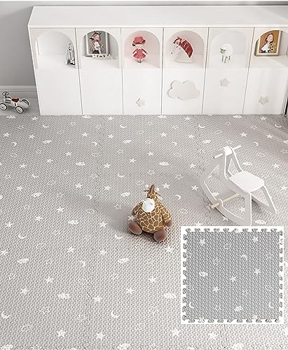 große Puzzlematte 120cm Krabbelmatte Spielmatte Schaumstoffmatten Baby Schaumstoff Puzzle Matte Kinderzimmer Deko (60x60cm, Grau) von HB.YE