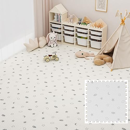 große Puzzlematte 120cm Krabbelmatte Spielmatte Schaumstoffmatten Baby Schaumstoff Puzzle Matte Kinderzimmer Deko (60x60cm, Weiß) von HB.YE