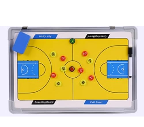 Fußball-Taktik-Tafel, Magnetische Coaching-Tafel, Trainer-Tafeln, Tafel for Wettkampf-Lehrkommandos und Gewinnstrategien, 2-seitige, trocken abwischbare Klemmbretter(Basketball) von HBALDTEDC