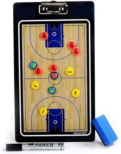 Fußball-Taktik-Tafel, Tragbares Basketball-Coaching-Board, taktisches Klemmbrett for Basketball-Trainer, Strategie-Tafel mit Spielermarkern, Radierer, Stift von HBALDTEDC