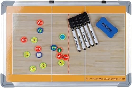 Fußball-Taktik-Tafel, Tragbares magnetisches Volleyball-Coaching-Board, professionelles Volleyball-Whiteboard-Strategieboard, 2 doppelseitig mit Spielermarkierungen von HBALDTEDC