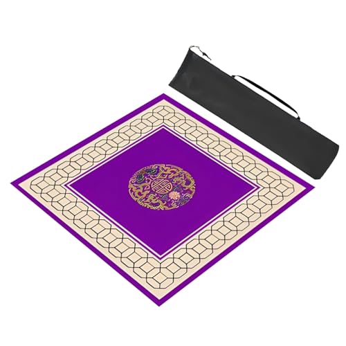 Mahjong Matte Quadratische Form Mahjong Tisch, Quadratische Mahjong-Spielmatte mit Aufbewahrungstasche, rutschfeste Mahjong-Tischmatte mit Geräuschreduzierung, for Mahjong-Poker-Kartenspiele(Purple,88 von HBALDTEDC