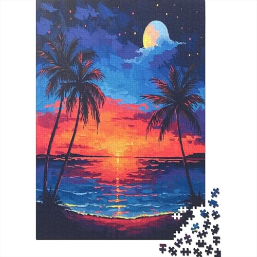 Beach Sonneset Puzzle 500 Teile Puzzles Für Erwachsene Lernspiel Herausforderungsspielzeug 500-teilige Puzzlespiel Für Erwachsene Kinder Puzzel 500pcs (52x38cm) von HBAOEEURT