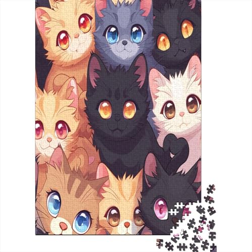 Cartoon-Katze Puzzle 300 Teile,Puzzle Für Erwachsene, Impossible Puzzle,Puzzle Farbenfrohes Legespiel,Geschicklichkeitsspiel Für Die Ganze Familie Puzzel 300pcs (40x28cm) von HBAOEEURT