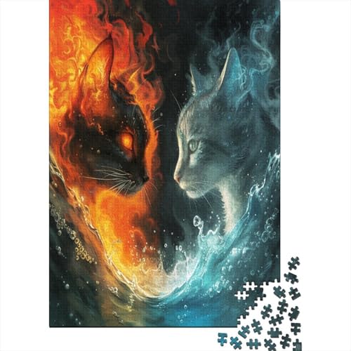 Flame Katze Puzzle 500 Teile Puzzle Für Erwachsene Und Kinder Ab 14 Jahren,Puzzlespiel Erwachsenen Puzzlespiel Puzzel 500pcs (52x38cm) von HBAOEEURT