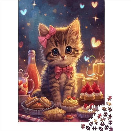 Niedliche Katze 300 Stück Puzzles Für Erwachsene Teenager Stress Abbauen Familien-Puzzlespiel 300-teiliges Puzzle Kinder Lernspiel Spielzeug Geschenk Puzzel 300pcs (40x28cm) von HBAOEEURT