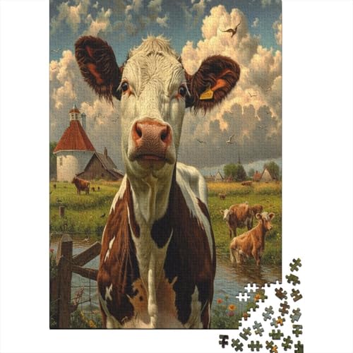 Niedliche kleine Kuh Puzzle 300 Teile, Erwachsene, Klassische Puzzle, Impossible Puzzle,Geschicklichkeitsspiel Für Die Ganze Familie Erwachsenenpuzzle Ab 14 Jahren Puzzel 300pcs (40x28cm) von HBAOEEURT