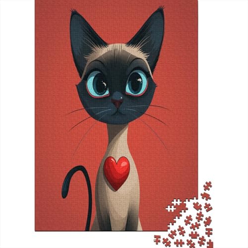 Siamese Katze 300 Teile Puzzle Für Erwachsene, Hochwertige Recycelbare Materialien Und Druck Puzzlespiel, Familienspiel, Geschenk Für Liebhaber Oder Freunde Puzzel 300pcs (40x28cm) von HBAOEEURT