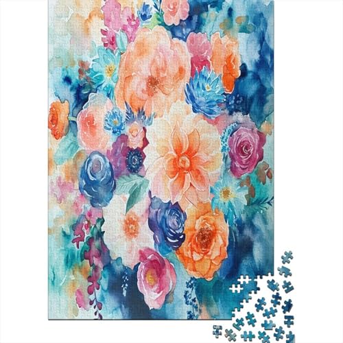 Watercolor Blumes Puzzle 500 Teile Puzzle Für Erwachsene Und Kinder Ab 14 Jahren Puzzel 500pcs (52x38cm) von HBAOEEURT