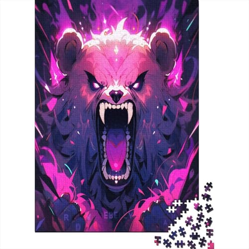 Zorniger Bär 1000 Stück Puzzles Für Erwachsene Teenager Stress Abbauen Familien-Puzzlespiel 1000-teiliges Puzzle Kinder Lernspiel Spielzeug Geschenk Puzzel 1000pcs (75x50cm) von HBAOEEURT