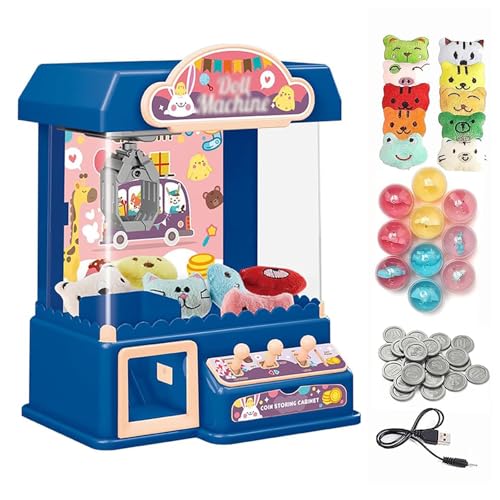 Arcade Automat , Spielautomat mit Licht und Musik,20 Puppen,20 Spielmünzen,10 Gashapons , Candy Crapper Maschine für Jungen und Mädchen im Alter ,Blue von HBDSMLPL