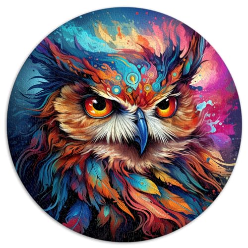 1000 Puzzleteile für Erwachsene und Kinder, runde Fantasy Art Owl-Puzzles, für Erwachsene und Familien, Papppuzzles, Lernspielzeug, Familienspiele. Größe: 67,5 x 67,5 cm. von HBHGYMA