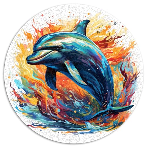 1000-Teile-Puzzle für Erwachsene, Springender Delfin, runde Puzzles, geeignet für Erwachsene und Kinder über 12 Jahre. Kartonpuzzles sind ideal. Größe: 67,5 x 67,5 cm. von HBHGYMA