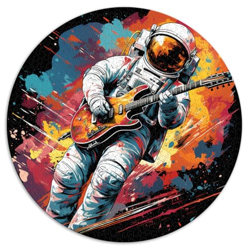 1000-teiliges Puzzle, Astronaut Electric Git, kreisförmiges Puzzle, für Erwachsene und die ganze Familie, Papppuzzle, anspruchsvolles Spiel, Größe: 67,5 x 67,5 cm von HBHGYMA