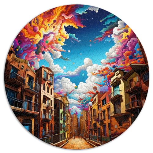 1000-teiliges Puzzle, Barcelona, farbenfrohe runde Puzzles, für Erwachsene und Kinder ab 12 Jahren, Puzzle aus Pappe, Denkspiel, Größe: 67,5 x 67,5 cm von HBHGYMA