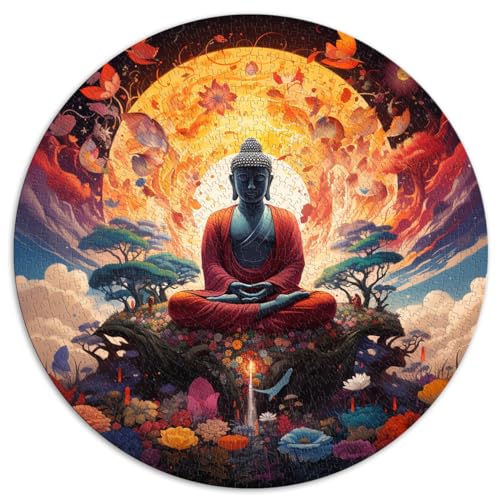 1000-teiliges Puzzle, Buddha in der Natur, runde Puzzles, für Erwachsene und Kinder ab 12 Jahren, Papppuzzles, Puzzles für Erwachsene, Geschenke, Größe: 67,5 x 67,5 cm von HBHGYMA