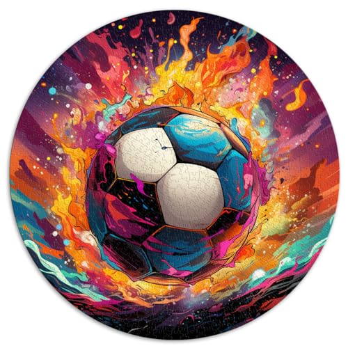 1000-teiliges Puzzle, Fußball-Rundpuzzle, für Erwachsene und Familien, Kartonpuzzle, Lernspiel. Größe: 67,5 x 67,5 cm von HBHGYMA