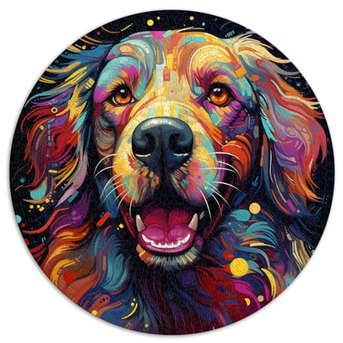 1000-teiliges Puzzle, Golden Retriever, rundes Puzzle für Erwachsene, für Erwachsene und Kinder, Papppuzzle, tolles Geschenk für Erwachsene, Größe: 67,5 x 67,5 cm von HBHGYMA