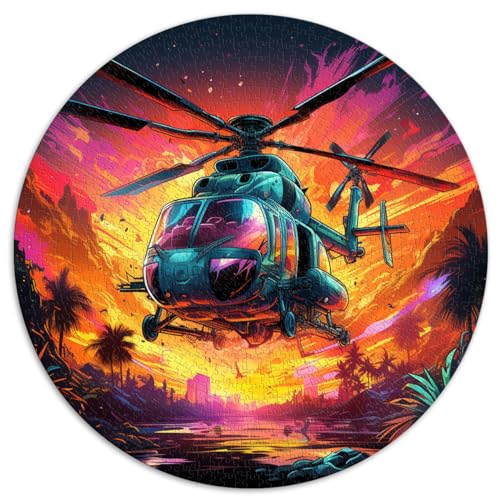 1000-teiliges Puzzle, Hubschrauber-Puzzle für Kinder, rundes Puzzle für Erwachsene und Kinder ab 12 Jahren, Kartonpuzzle, Lernspiele, Heimdekorationspuzzle. Größe: 67,5 x 67,5 cm von HBHGYMA