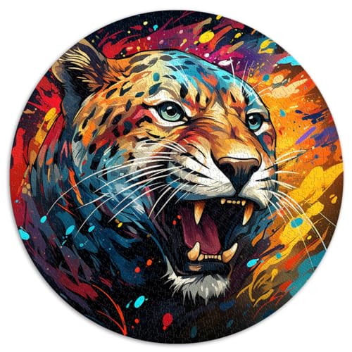 1000-teiliges Puzzle, Leoparden-Rundpuzzle, für Erwachsene und Kinder ab 12 Jahren, Kartonpuzzle, Lernspiel, Herausforderungsspielzeug. Größe: 67,5 x 67,5 cm von HBHGYMA