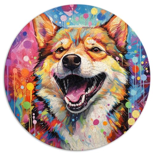 1000-teiliges Puzzle, Shiba Inu-Gemälde, kreatives rundes Puzzle, für Erwachsene und Kinder, Papppuzzle, Lernspiel, herausforderndes Spielzeug, Größe: 67,5 x 67,5 cm von HBHGYMA