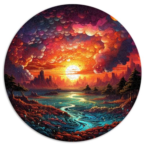 1000-teiliges Puzzle, Sonnenuntergangsansichten, farbenfrohes, kreatives, rundes Puzzle, für Erwachsene und Kinder ab 12 Jahren, Papppuzzle, Unmögliches Puzzle, Größe: 67,5 x 67,5 cm von HBHGYMA