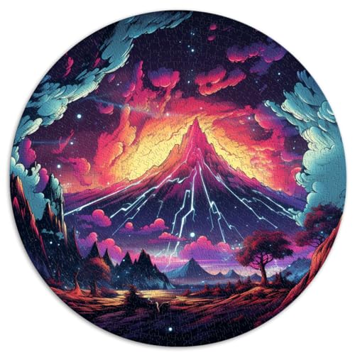 1000-teiliges Puzzle, Synthwave Mountain Creative Round Puzzles, für Kinder ab 12 Jahren. Papppuzzle, anspruchsvolles Spiel. Größe: 67,5 x 67,5 cm. von HBHGYMA